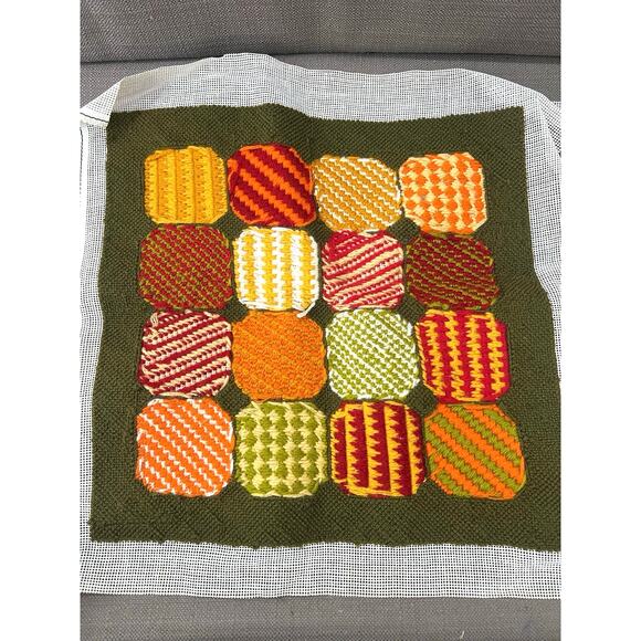 Vintage Embroidered Needlepoint Panel Cottagecore Retro Folk Textile ArtXL - Picture 2 of 6